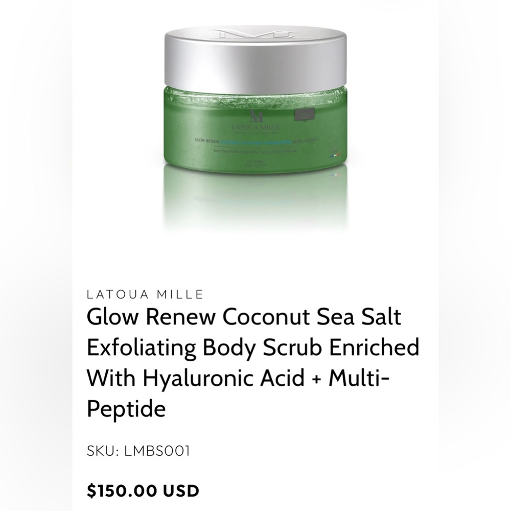 LÁTOÜA MILLE Glow Renew Coconut Sea Salt Exfoliating Body Scrub